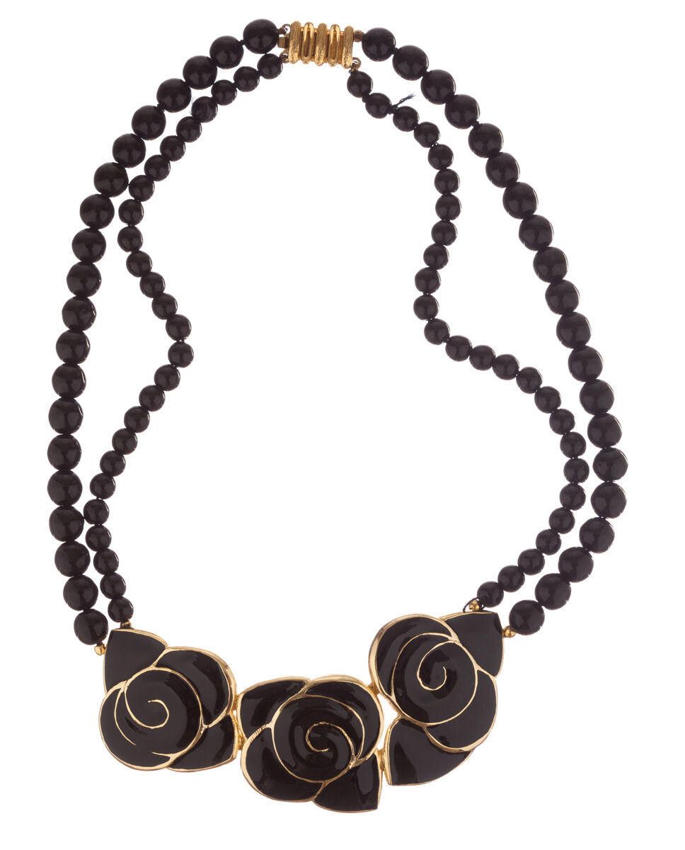 Balenciaga Balenciaga Black Enamel Flower Necklace Size ONE SIZE - 2 Thumbnail