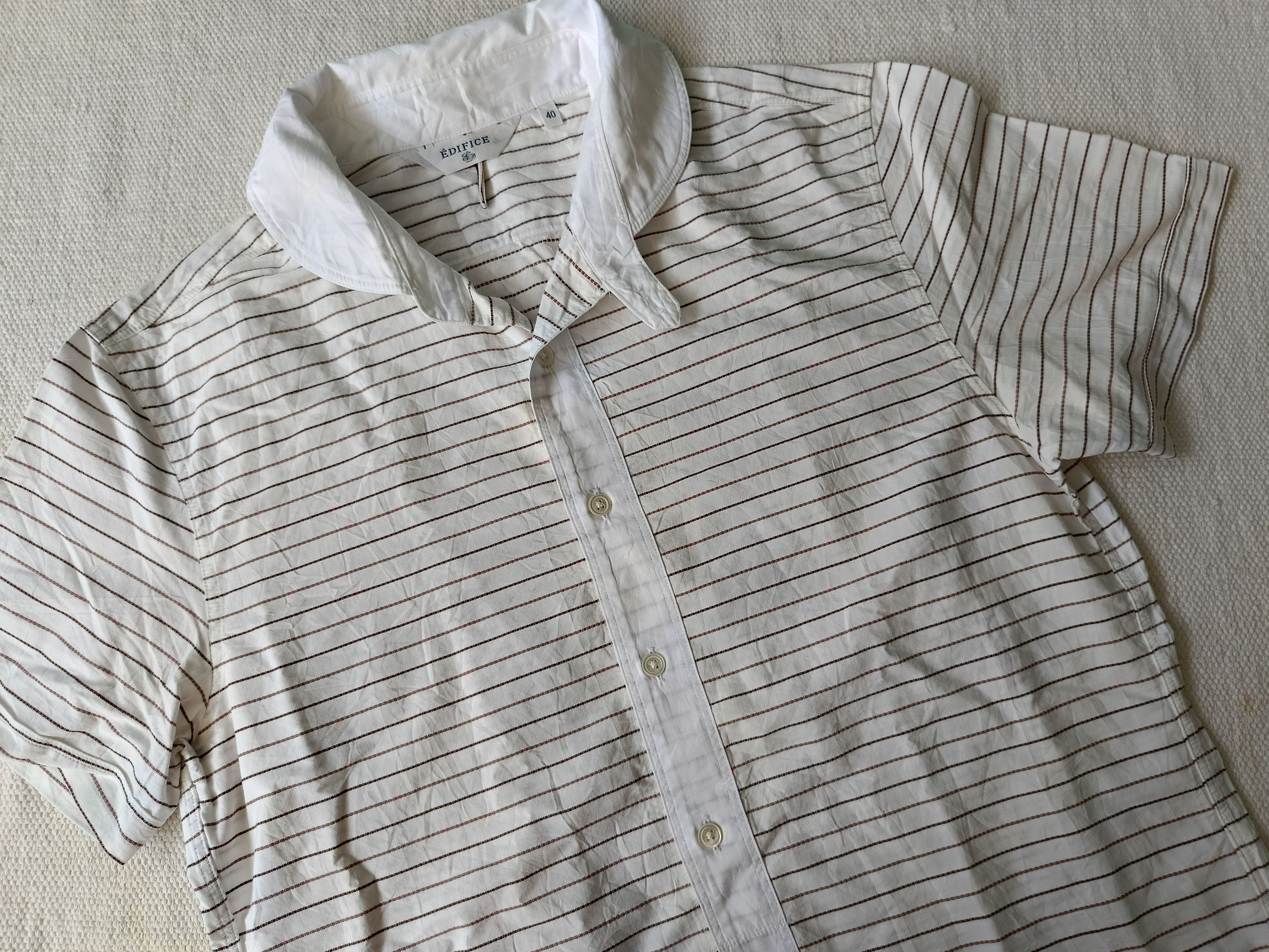 Edifice Japan Edifice 40 Japan shawl collar striped short sleeve shirt Size US M / EU 48-50 / 2 - 4 Thumbnail