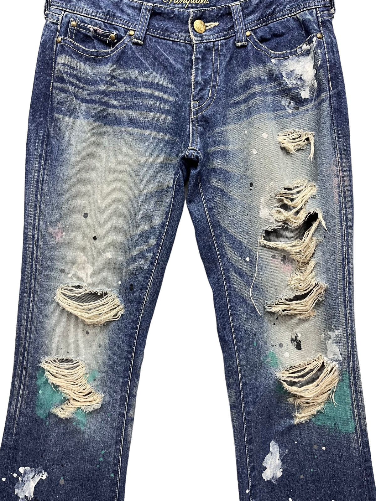 Vanquish 🔥VANQUISH FLARE“SEX IS HEAVEN” MudMax Ripped Splatter Denim Size US 31 - 8 Thumbnail