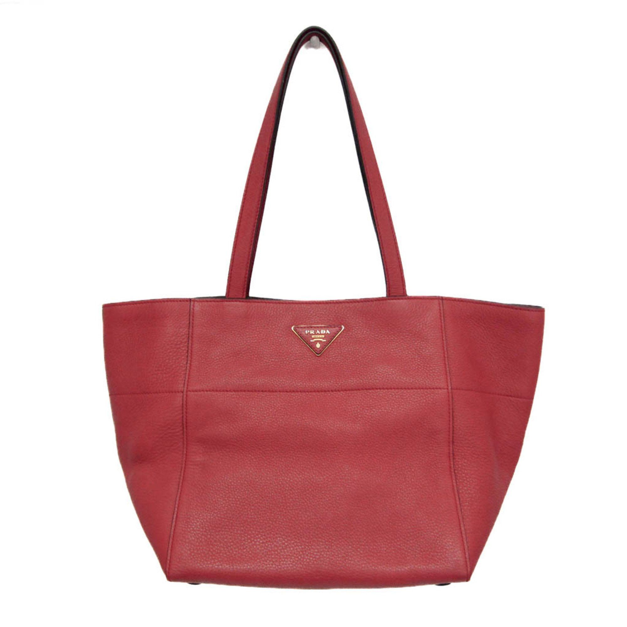 Prada Prada Women's Leather Tote Bag Red Color Size ONE SIZE - 1 Thumbnail