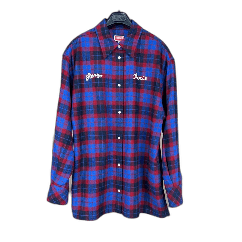 Kenzo Kenzo Embroidered Plaid Long Sleeve Shirt Size US M / EU 48-50 / 2 - 1 Thumbnail