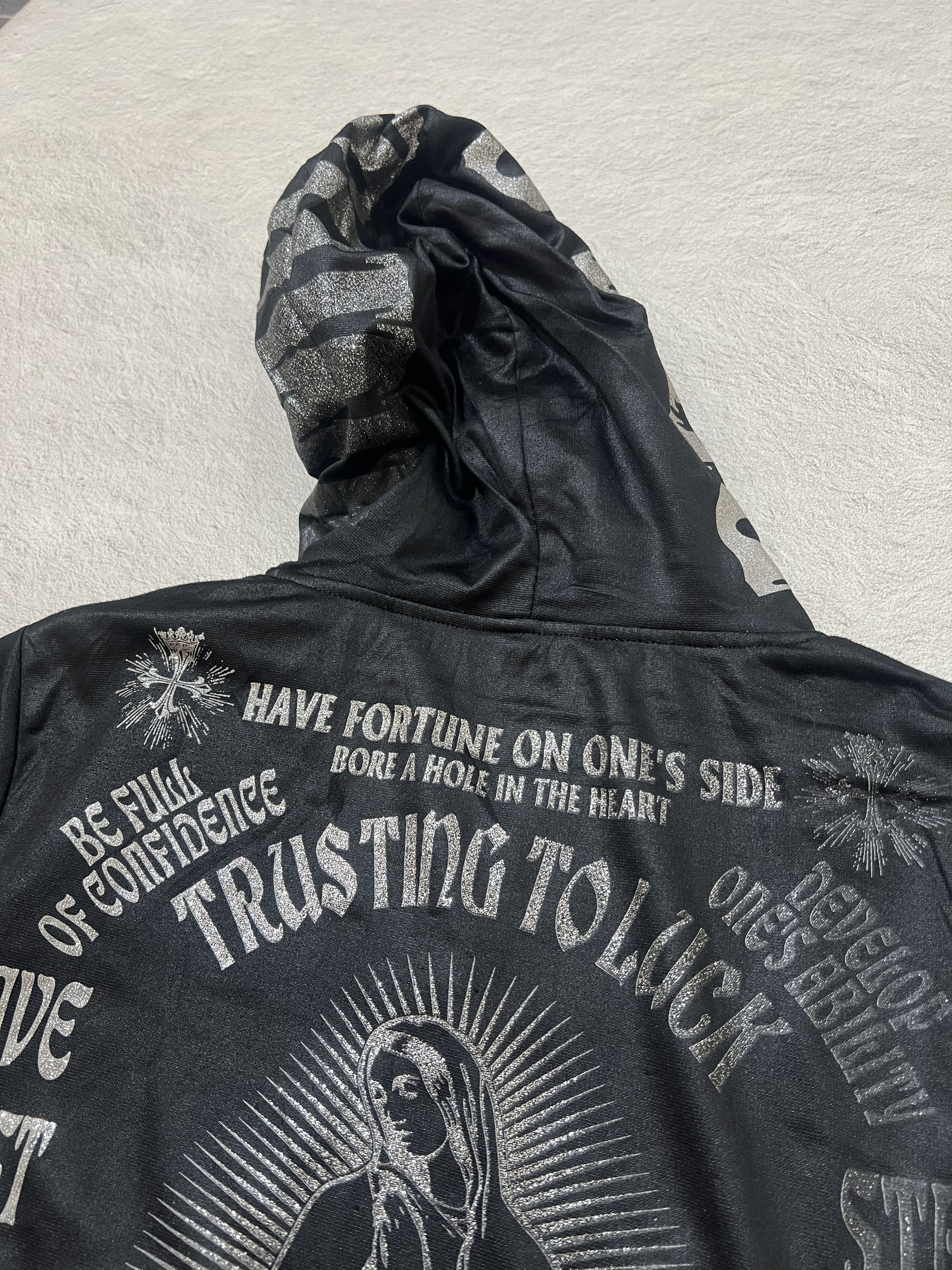 Japanese Brand 2000s Maria Poem Print Fuzzy Full Zip Hoddie y2k Lgb Ifsix Size US M / EU 48-50 / 2 - 6 Thumbnail