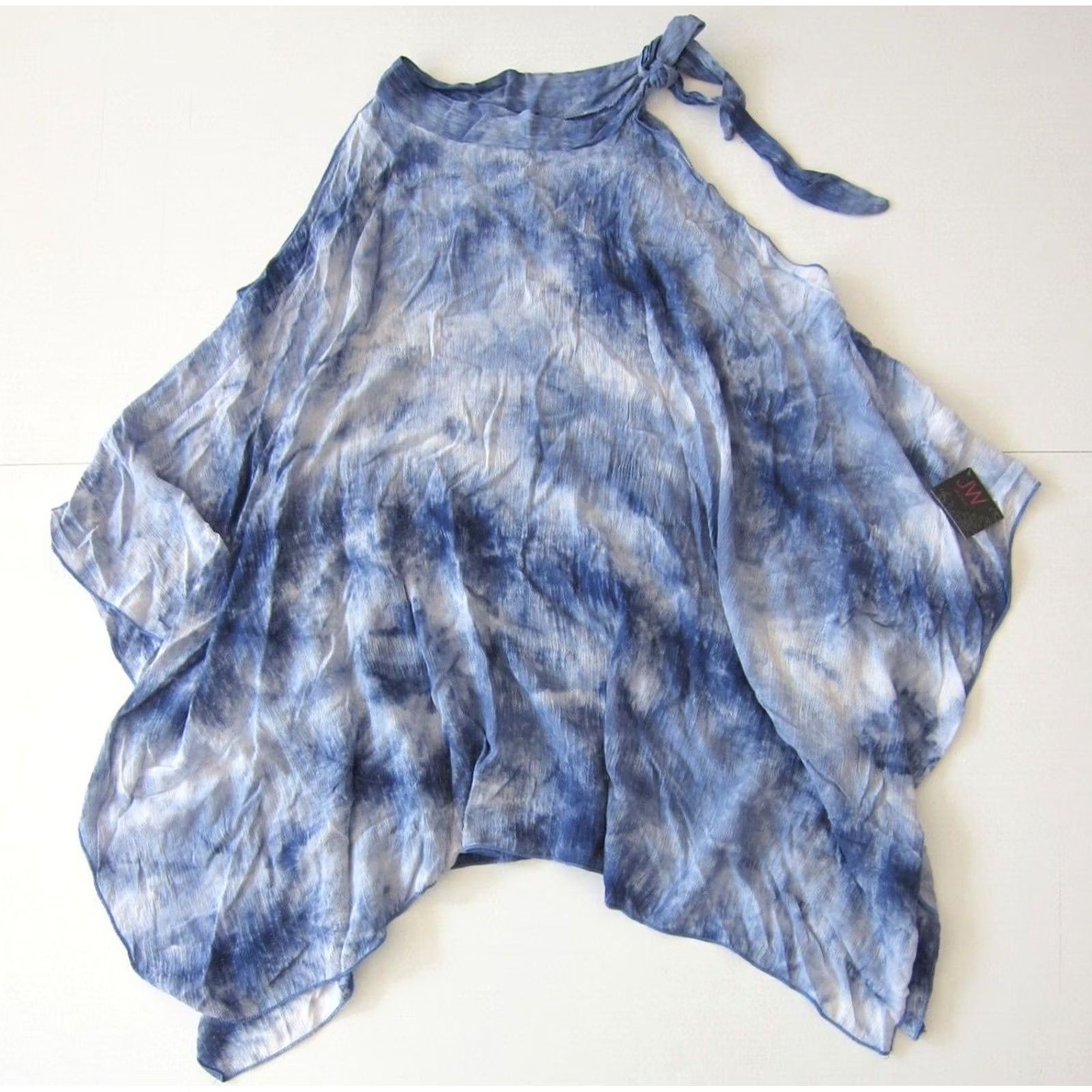 Vintage JW Style Blouse Tunic Sleeveless High Neck NWT Blue White Tie Dye M Womens Size M / US 6-8 / IT 42-44 - 2 Thumbnail