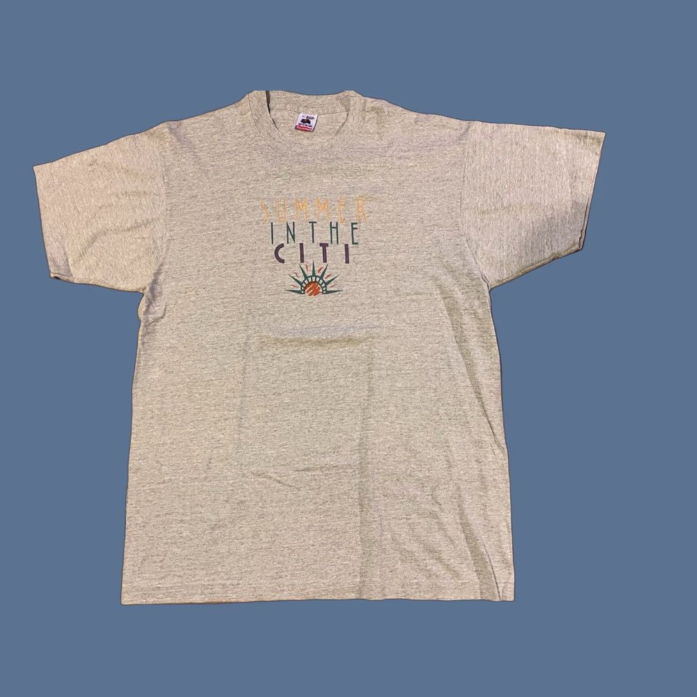 Fruit Of The Loom VINTAGE Citibank Summer in the Citi Shirt Men’s XL Gray Short Sleeve Crew Neck Logo Graphic Print 90s City Classic Retro New York Mens Shirt Size US XL / EU 56 / 4 - 1 Thumbnail