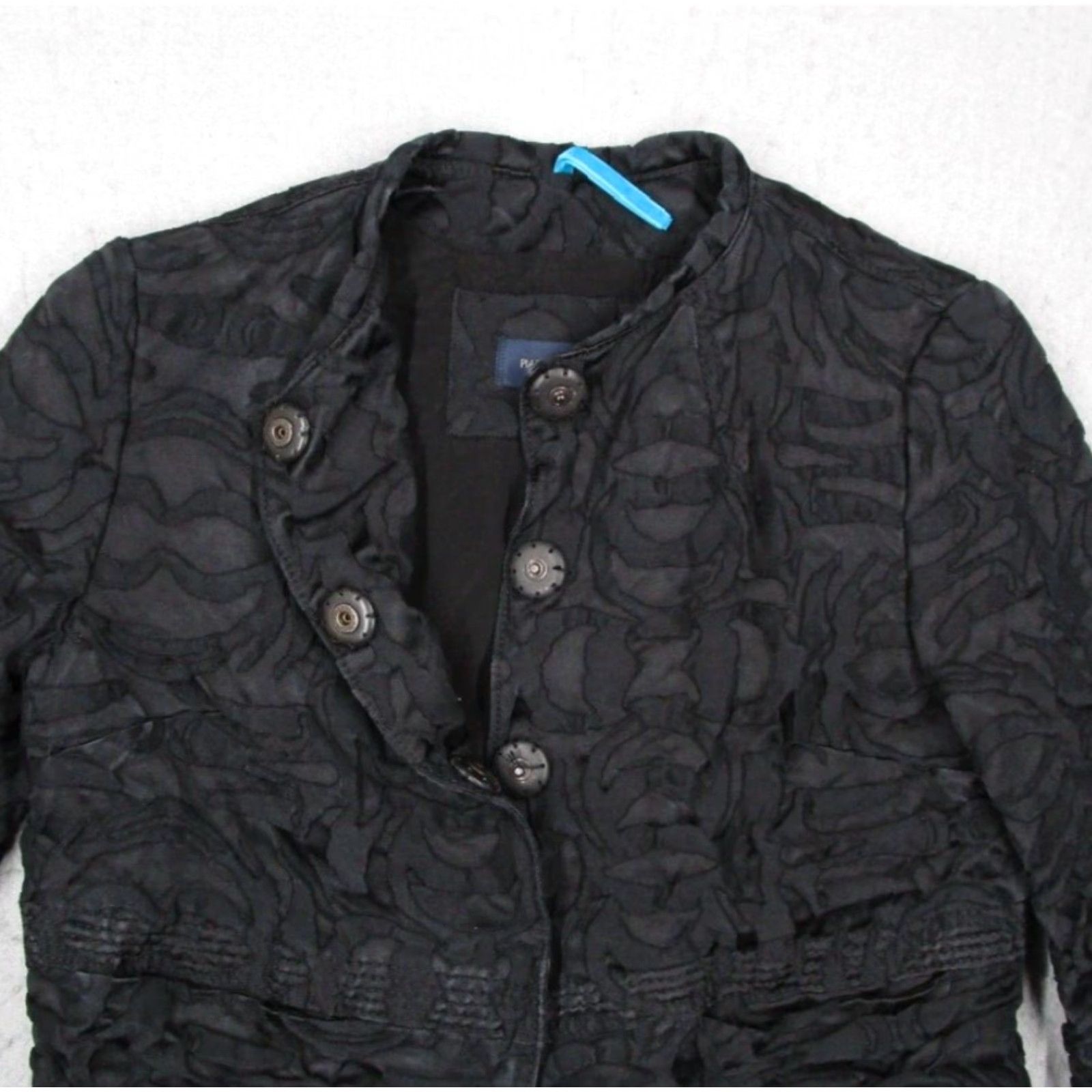 Piazza Sempione Piazza Sempione Women’s Blazer 38 IT Black Silk Blend Textured Snap Front Classic Size XS / US 0-2 / IT 36-38 - 2 Thumbnail