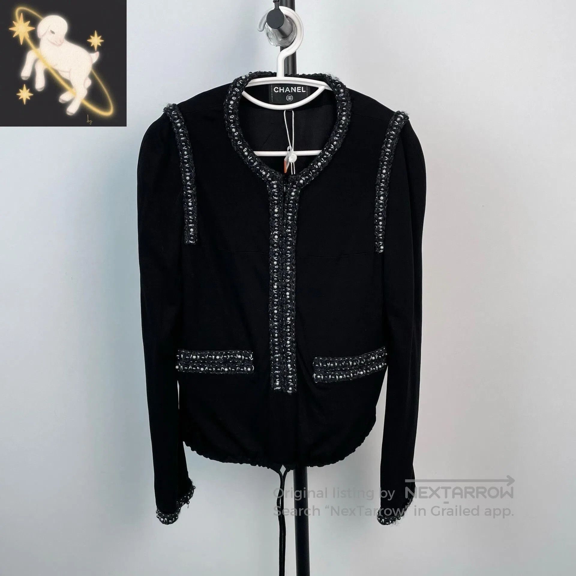 Chanel Chanel Black Silver Trim Silk Shirt Coat. Size S / US 4 / IT 40 - 1 Thumbnail