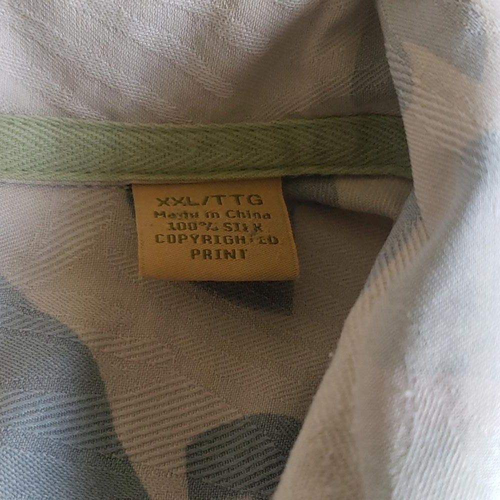 Tommy Bahama CT1542 Tommy Bahama Silk Cream & Blue Tropical Shirt XXL Size US XXL / EU 58 / 5 - 4 Thumbnail