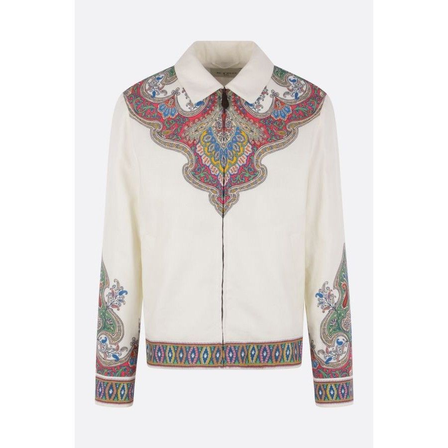 Etro ETRO Full Zip White Linen Paisley Jacket New & Authentic (Me Size US M / EU 48-50 / 2 - 1 Thumbnail