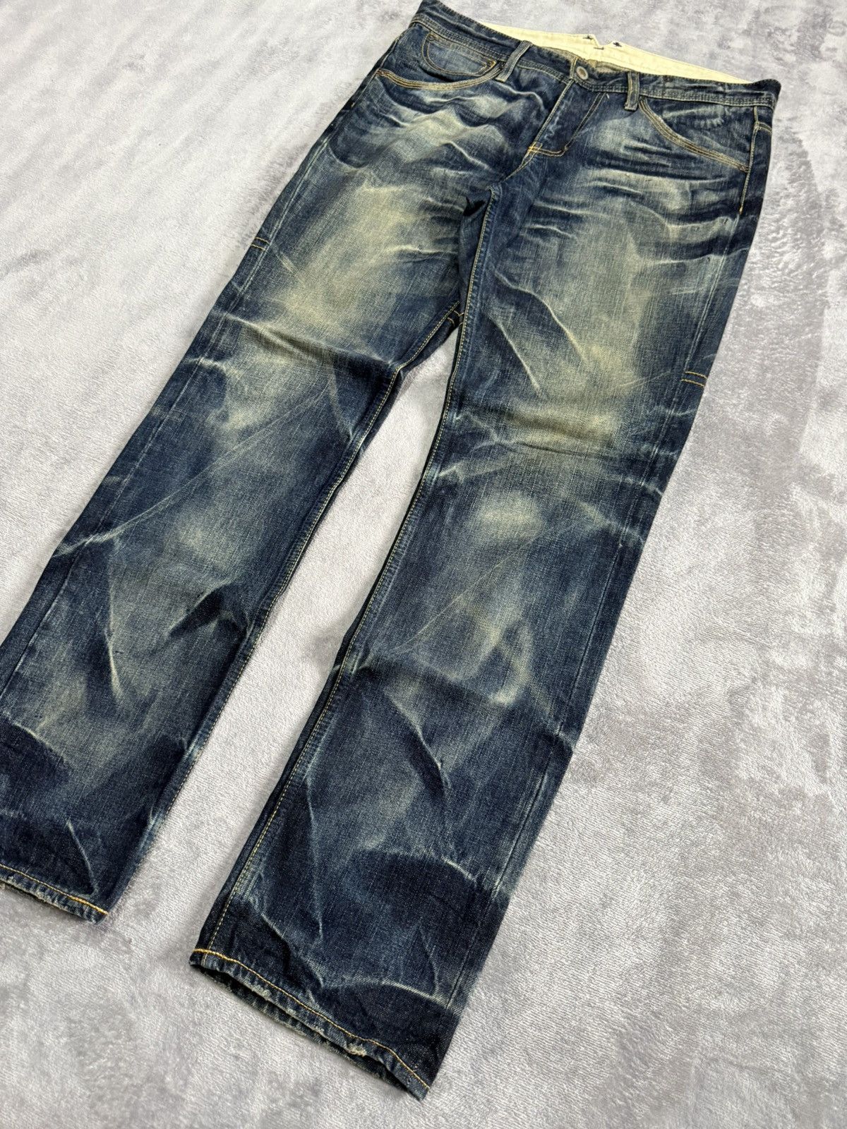 Japanese Brand Takeo Kikuchi Japan Claw Mark Mud Wash Loose Jeans Size US 34 / EU 50 - 3 Thumbnail