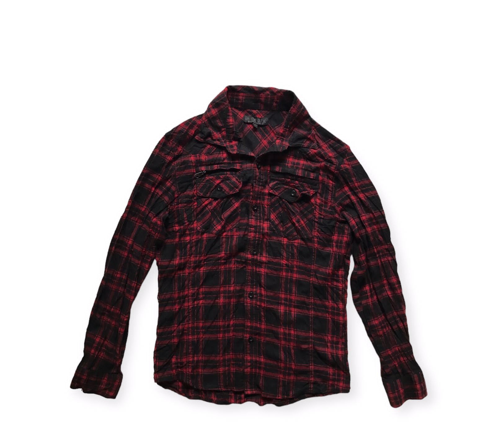 image of In The Attic Rockers Garment Flanel in Black Red, Men's (Size Large)