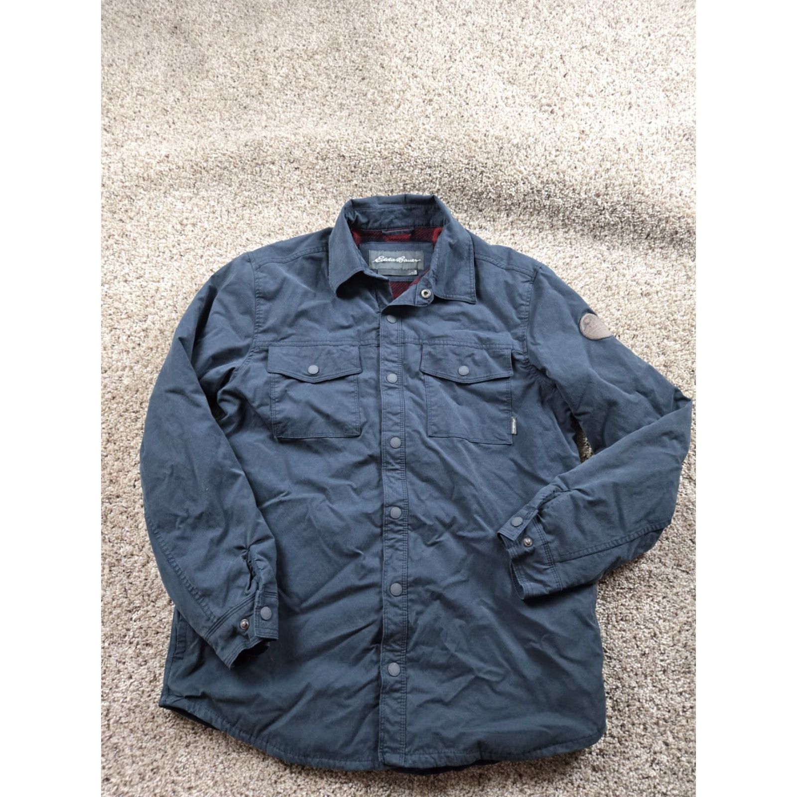 Eddie Bauer Eddie Bauer Shirt Jacket Mens M Gray Fleec Lined Shacket Snap Front Stretch Shirt Jacket Mens Gray Shacket Snap Front Lined Insulated Pockets Outdoors Size US M / EU 48-50 / 2 - 2 Thumbnail