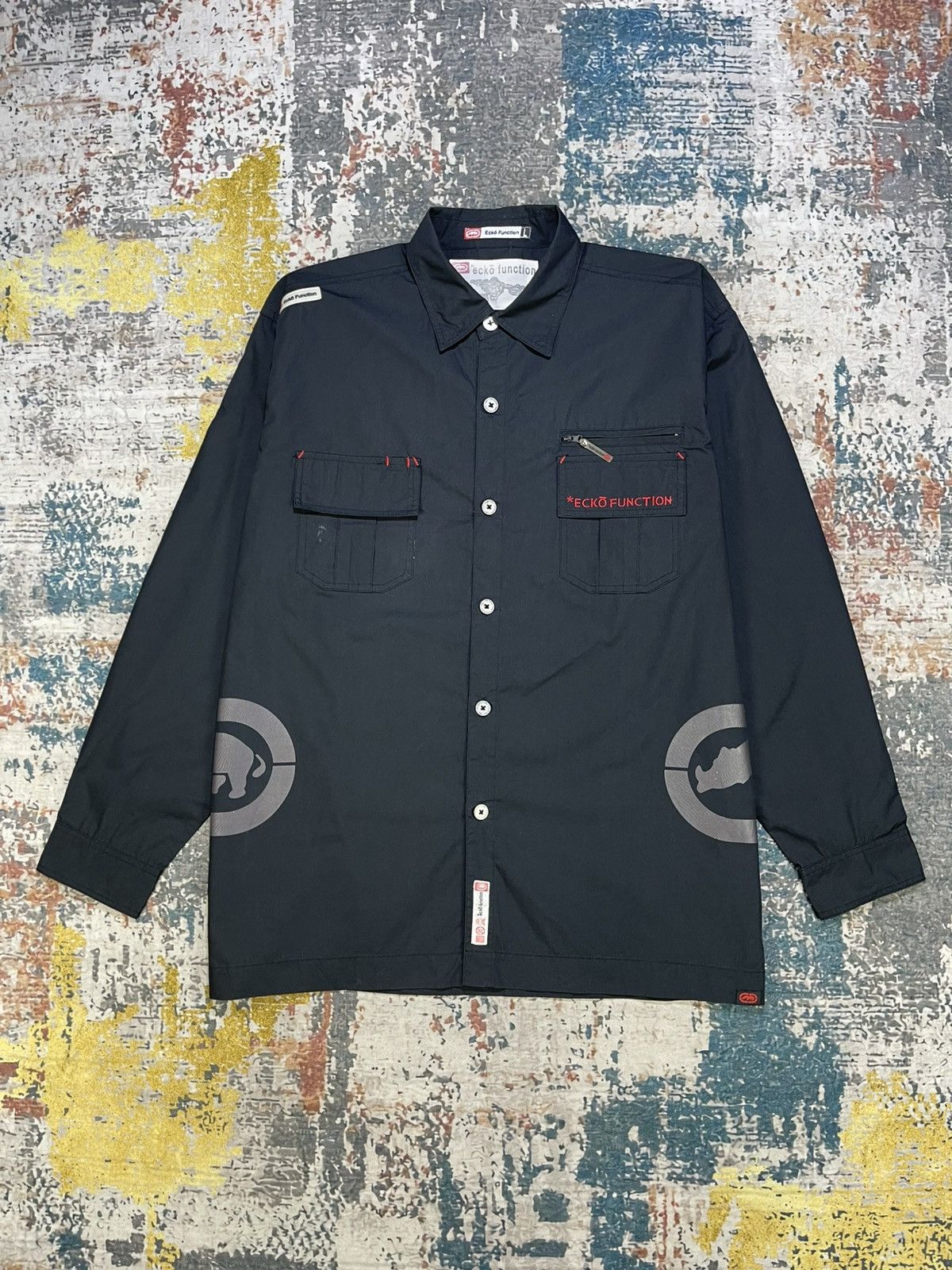 Ecko Unltd. Ecko Function Back Hit Logo Button Up Skate Shirt Size US L / EU 52-54 / 3 - 1 Thumbnail
