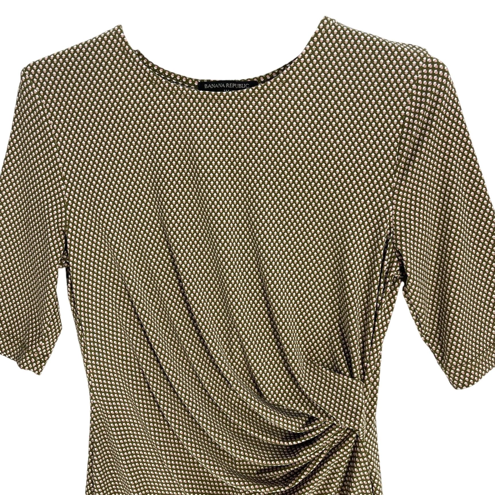 Banana Republic Banana Republic Midi Dress Women XS Green Pink White 3/4 Sleeve Round Neck Geometric Pattern Vintage? No Size XS / US 0-2 / IT 36-38 - 3 Thumbnail