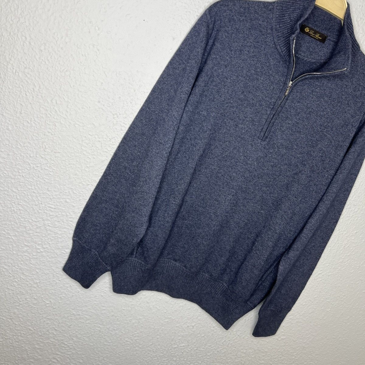 Loro Piana Loro Piana Cashmere Silk Sweater Jumper Knit Half Zip Blue Size US L / EU 52-54 / 3 - 2 Thumbnail
