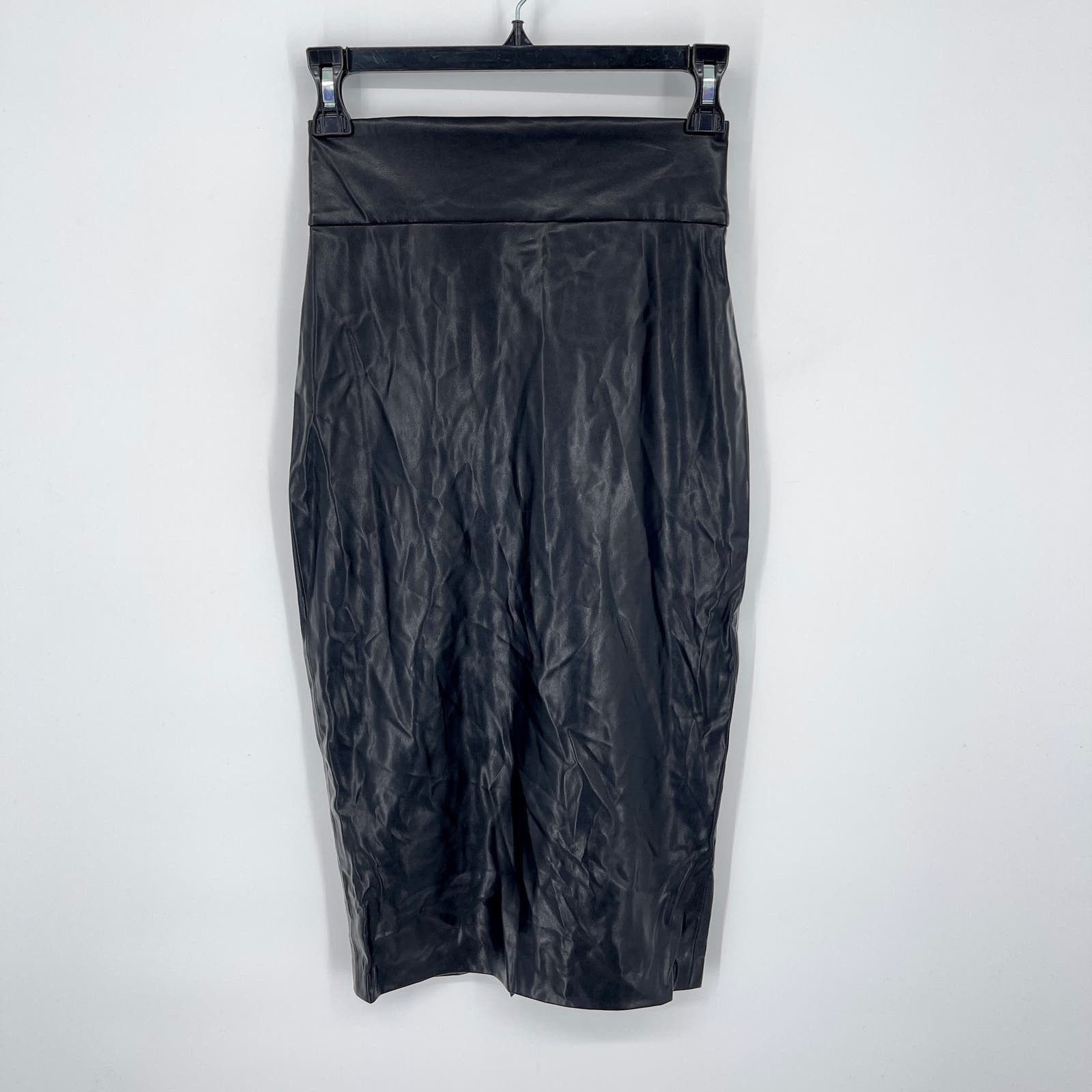 image of Enza Costa Vegan Leather Pencil Midi Skirt New 0/xs Black, Women's (Size 26)