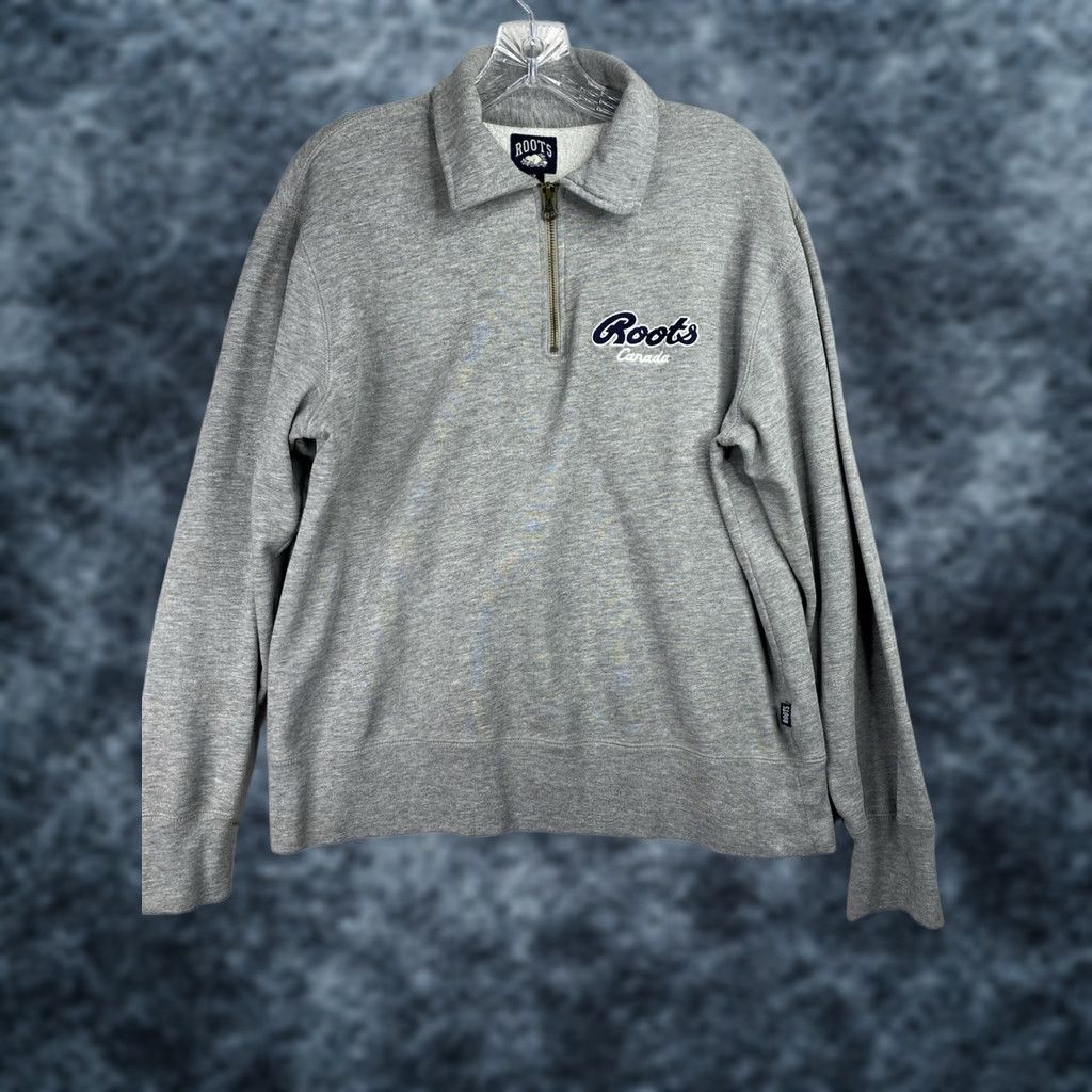 Roots Roots Sweatshirt Mens S Gray Collar Quarter Zip Pullover Logo Embroidered Size US S / EU 44-46 / 1 - 1 Thumbnail