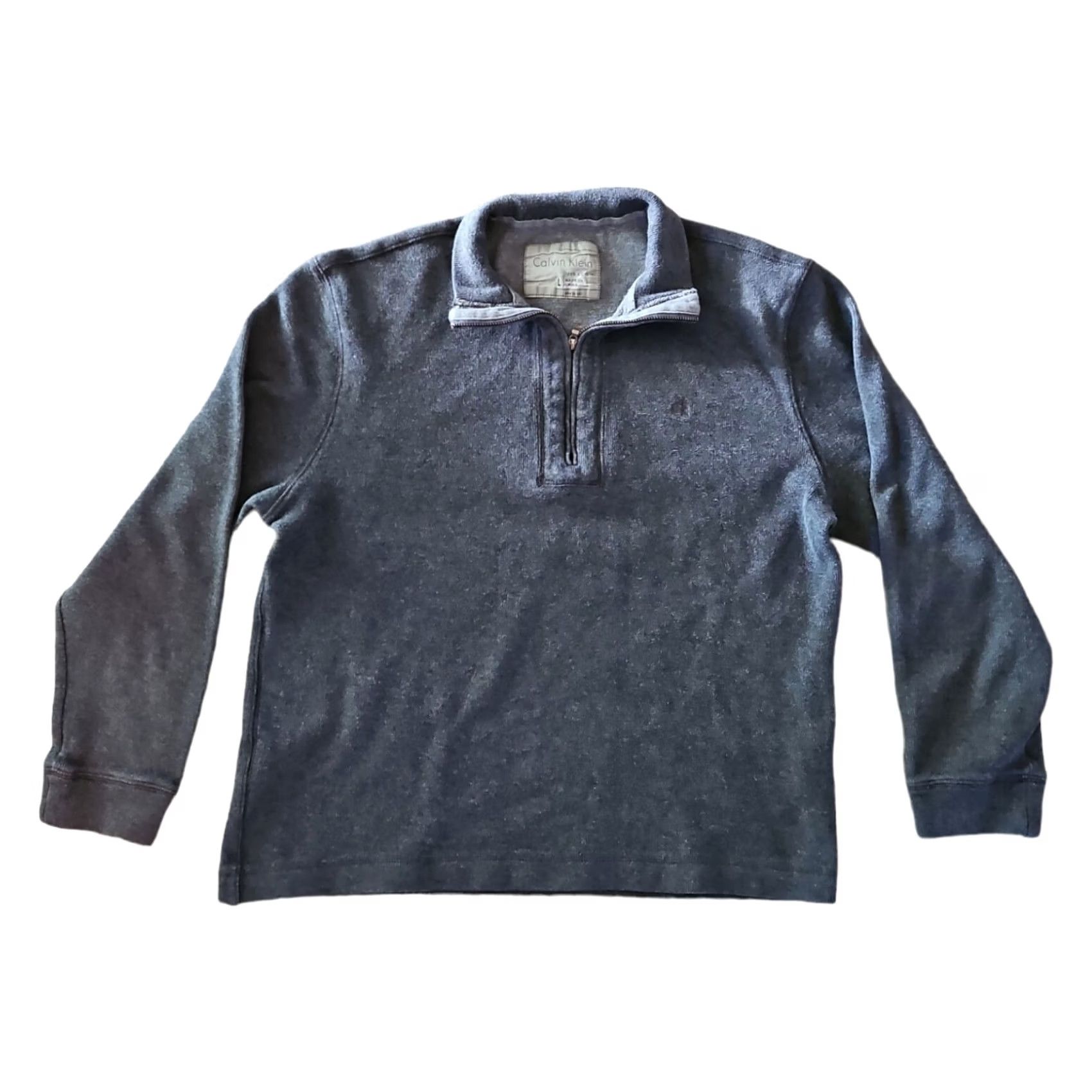 Calvin Klein Calvin Klein Gray Pullover Sweater - Mens Large Collared Size US L / EU 52-54 / 3 - 6 Thumbnail