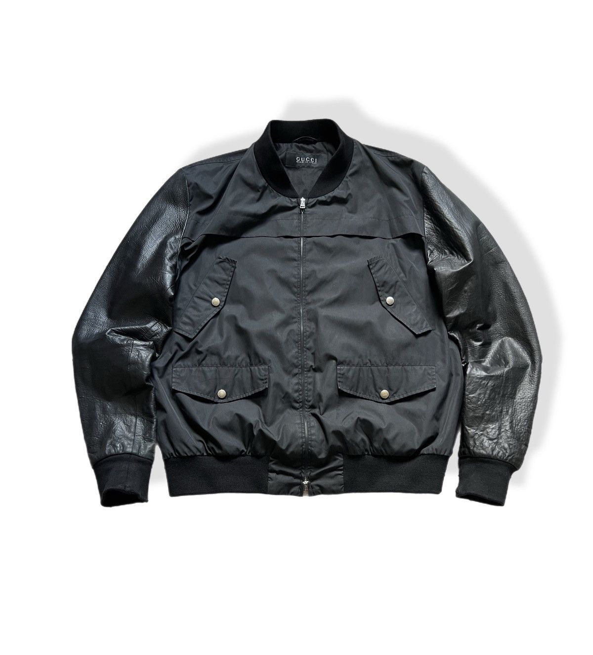 Gucci Gucci Bomber Jacket Leather Sleeve Rare Old Money Size US L / EU 52-54 / 3 - 1 Thumbnail
