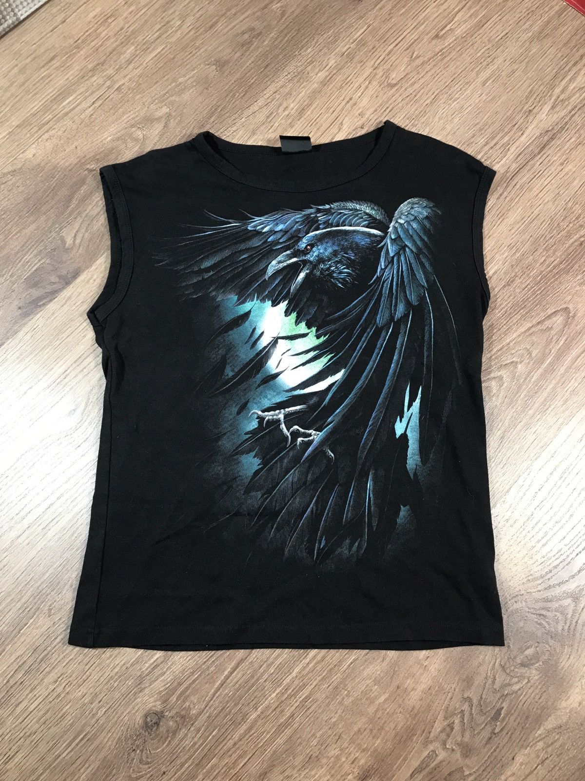 Japanese Brand × Vintage Vintage Spiral Raven Biker T Shirt Size US XL / EU 56 / 4 - 1 Thumbnail