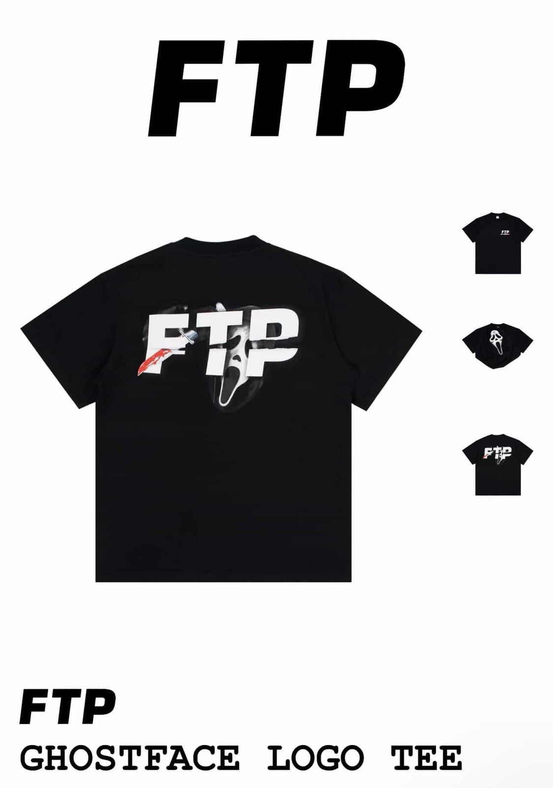 Fuck The Population FUCKTHEPOPULATION Ghostface Logo Tee (Black) Size US L / EU 52-54 / 3 - 5 Thumbnail