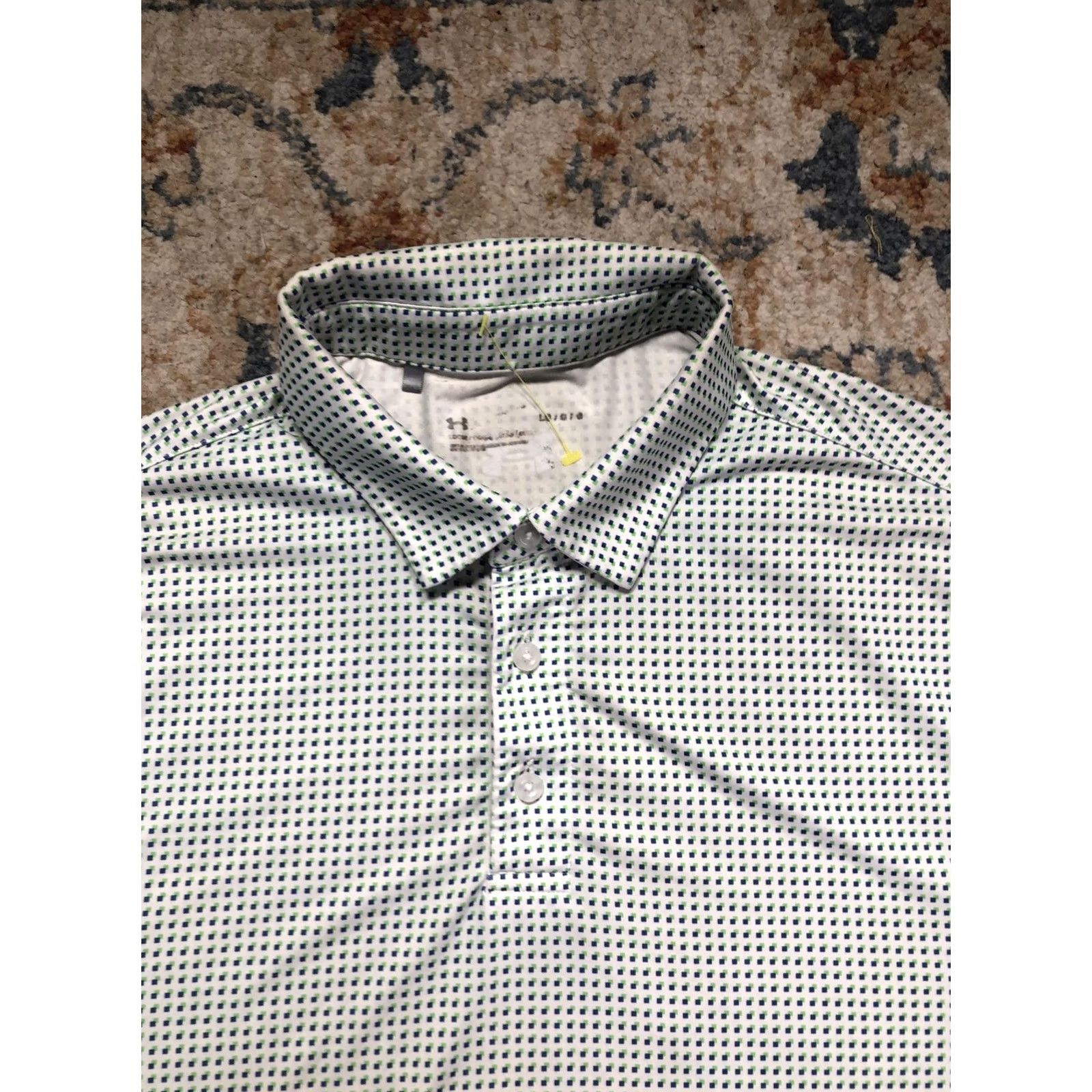Under Armour Under Armour Polo Shirt Mens L White Geometric Print Short Sleeve Golf Size US L / EU 52-54 / 3 - 2 Thumbnail