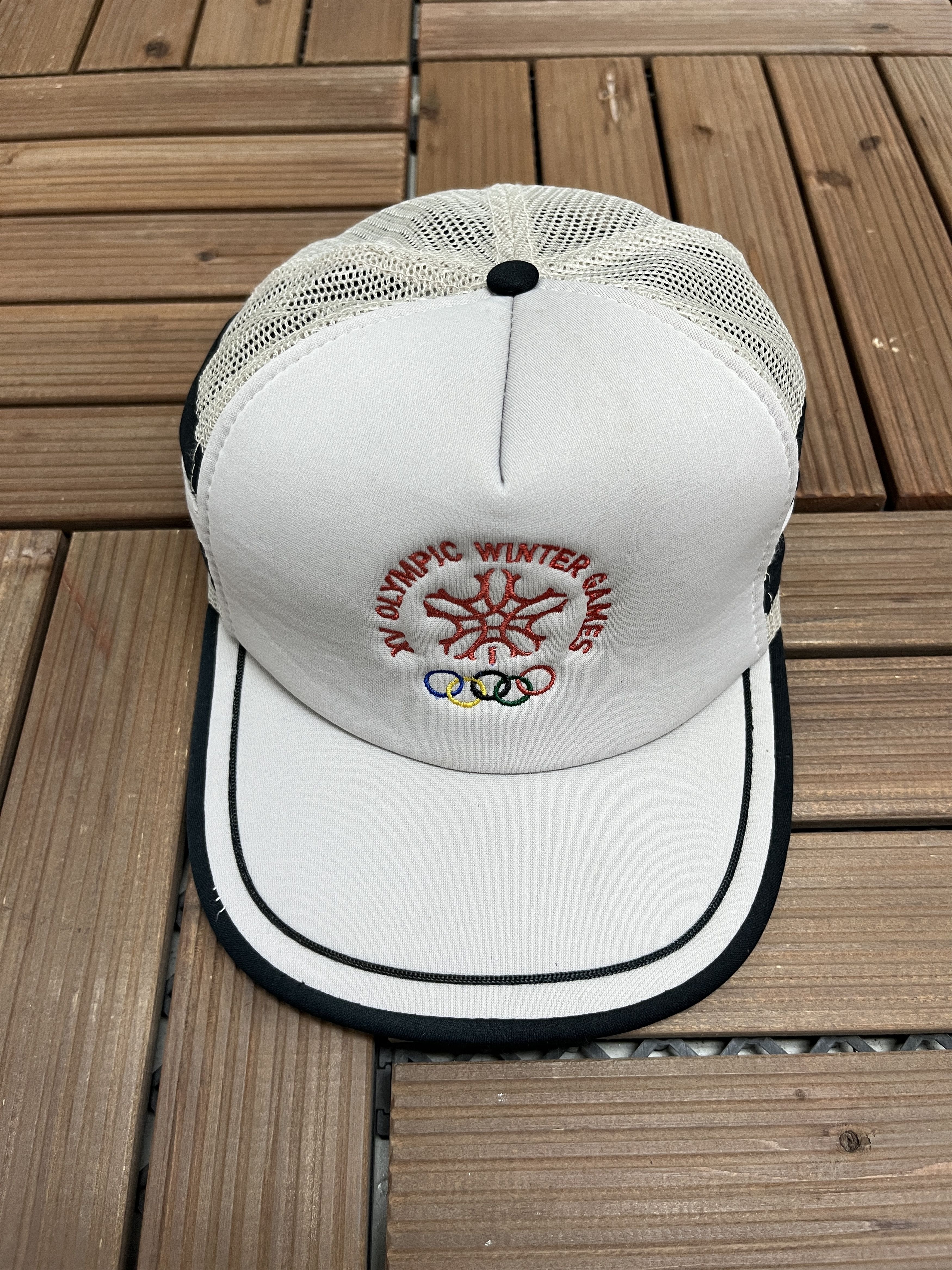 Vintage XV Olympic Winter Games Vintage Snap Back Trucker Hat Size ONE SIZE - 2 Thumbnail