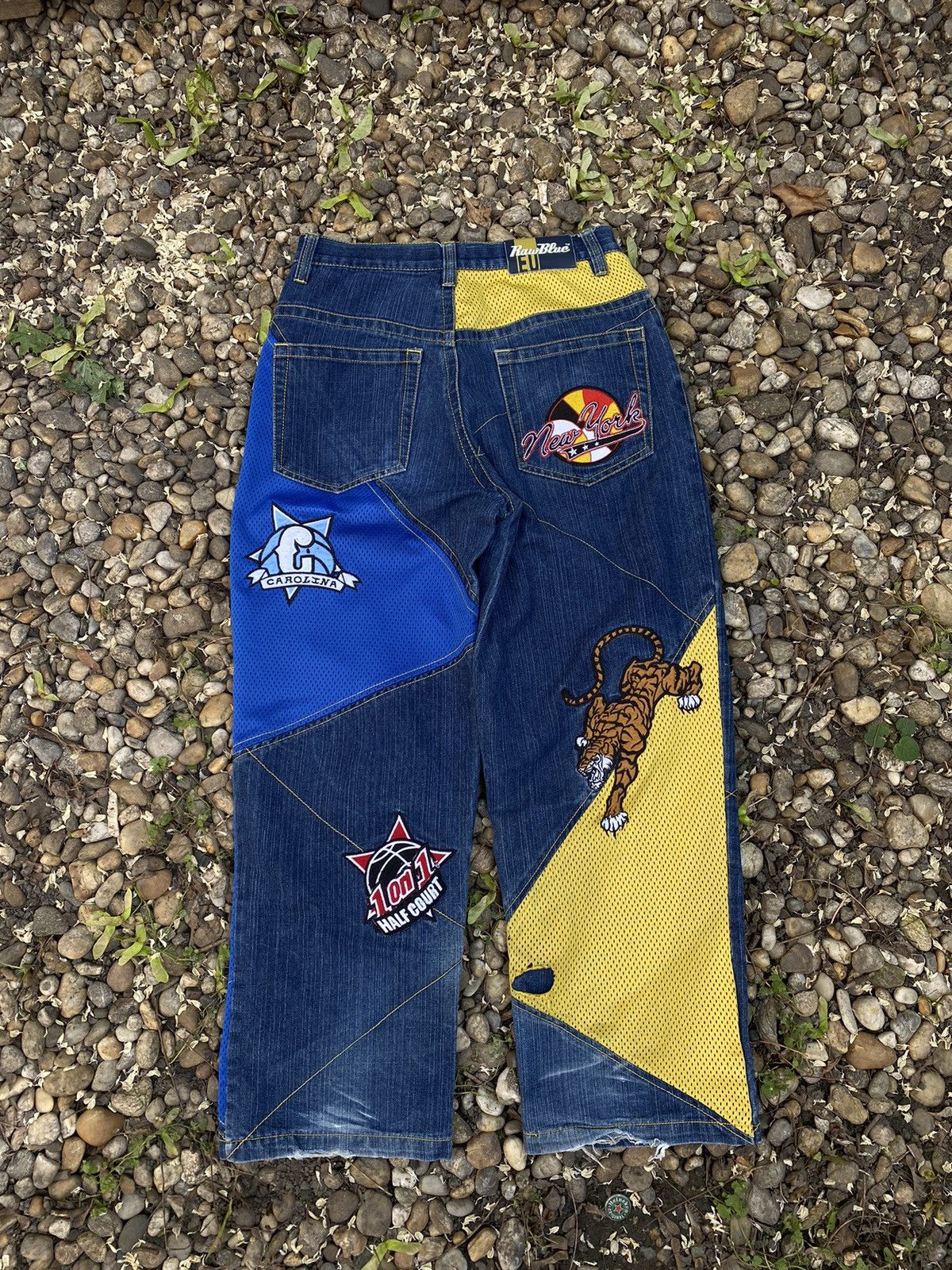 Raw Blue Hip Hop NBA Baggy Y2K Skate Jeans