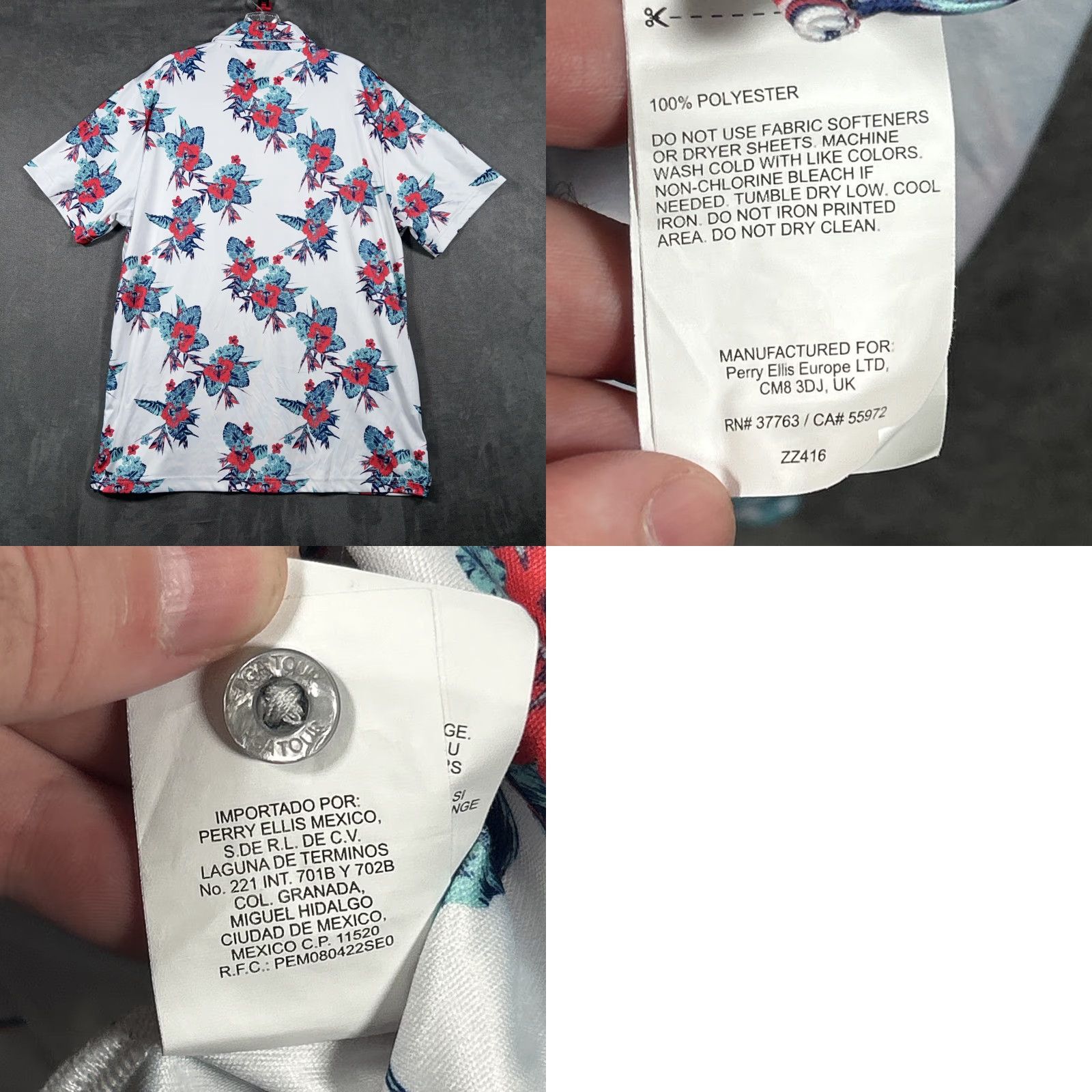 PGA Tour PGA Tour Pro Series Mens Athletic Fit Floral Print Golf Polo Shirt Large White Size US L / EU 52-54 / 3 - 8 Thumbnail