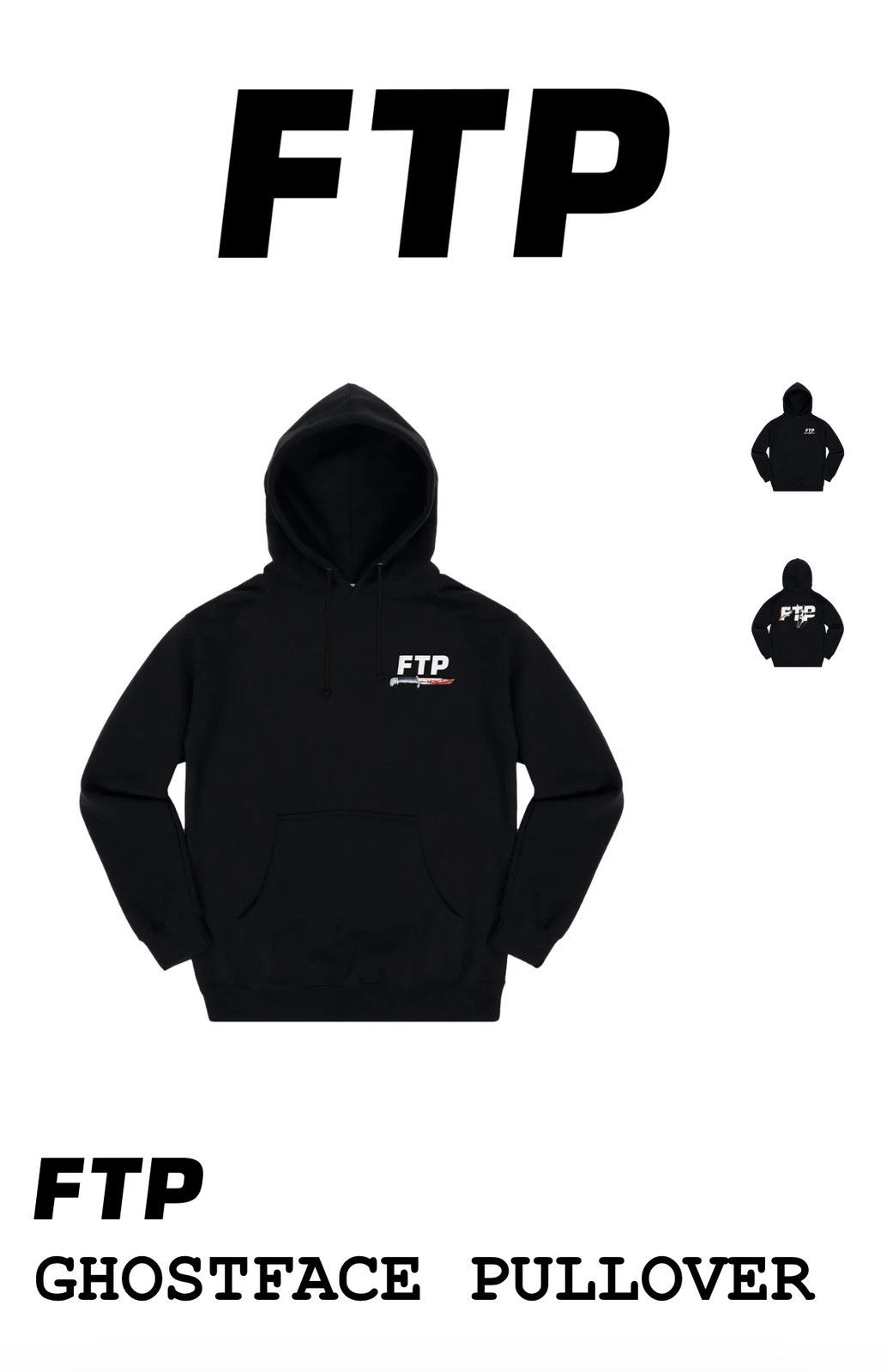 Fuck The Population FTP Ghostface Logo Pullover Hoodie (Black) Size US XXL / EU 58 / 5 - 4 Thumbnail