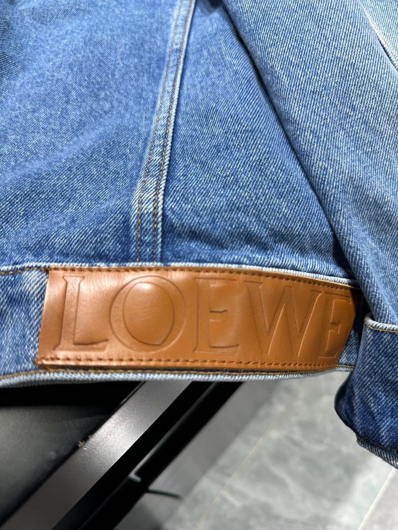 Loewe LOEWE Jacket denim jacket leather logo blue Size L / US 10 / IT 46 - 3 Thumbnail