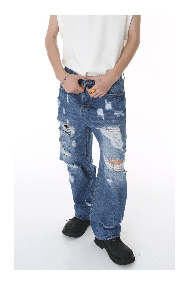 Japanese Brand × Vintage Japanese retro loose hip-hop ripped high street jeans Size US 32 / EU 48 - 1 Thumbnail