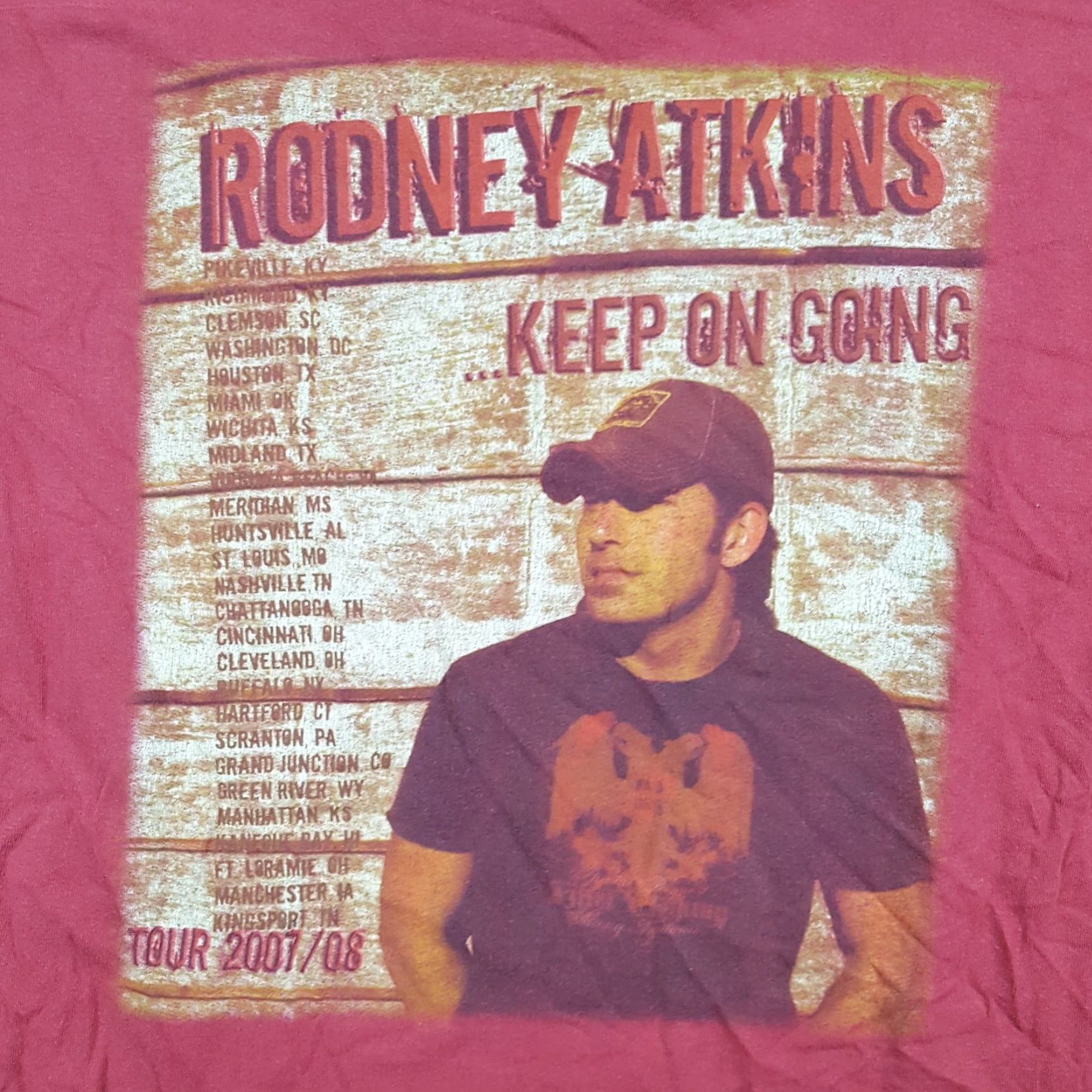 Gildan VINTAGE Rodney Atkins Tour 2007 Country Music T-Shirt XL Red Cotton Band Western Y2K Unisex Size US XL / EU 56 / 4 - 4 Thumbnail