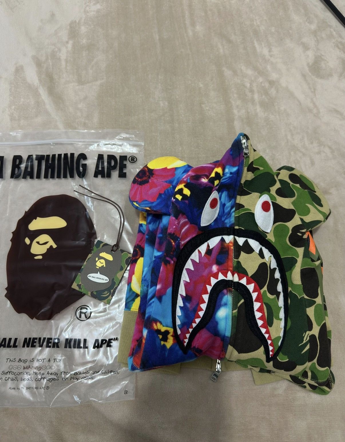 Bape #bape ABC x Ninagawa Mika Color Block Camo Shark Hoodie K5 Size US XL / EU 56 / 4 - 9 Thumbnail
