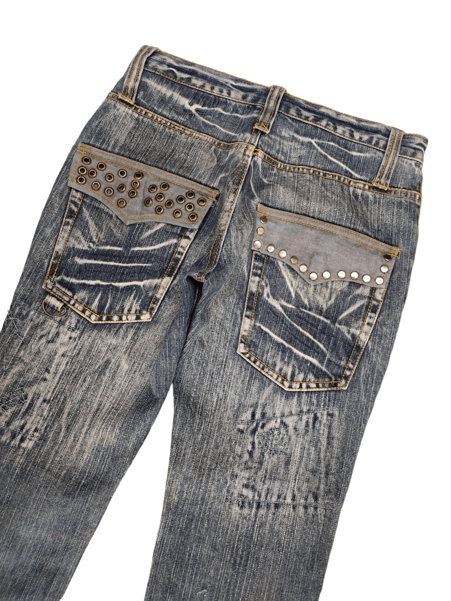 If Six Was Nine Flare Jeans FS Studded Distress Faded Boot Cut Y2k Mudmax Size US 30 / EU 46 - 14 Thumbnail