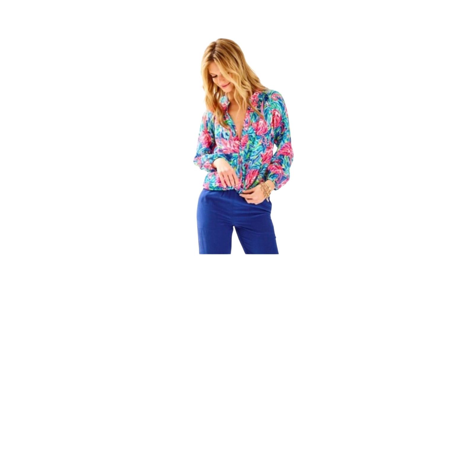 Lilly Pulitzer Lilly Pulitzer Women's Windsor Popover in Flamenco Beach Size XS / US 0-2 / IT 36-38 - 3 Thumbnail