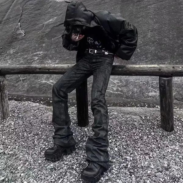 VIBE Heavyweight washed and waxed micro flare hombre baggy jeans Size US 34 / EU 50 - 3 Thumbnail