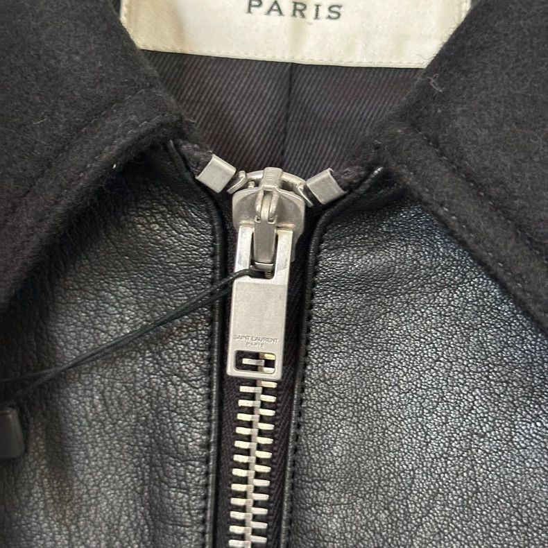 Hedi Slimane Saint Laurent Wool Leather Trim Jacket- Size US M / EU 48-50 / 2 - 6 Thumbnail
