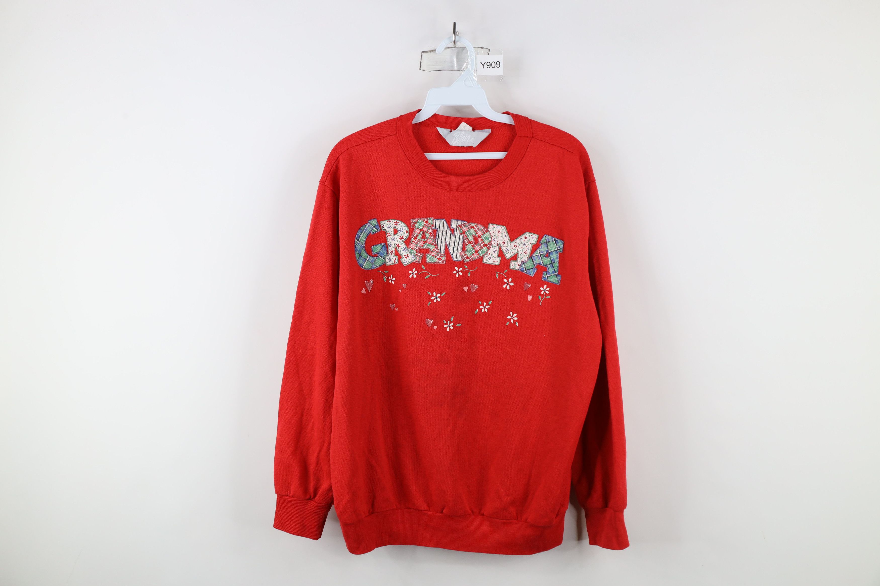 Vintage Vintage 90s Streetwear Grandma Flower Heart Sweatshirt USA Size L / US 10 / IT 46 - 1 Thumbnail