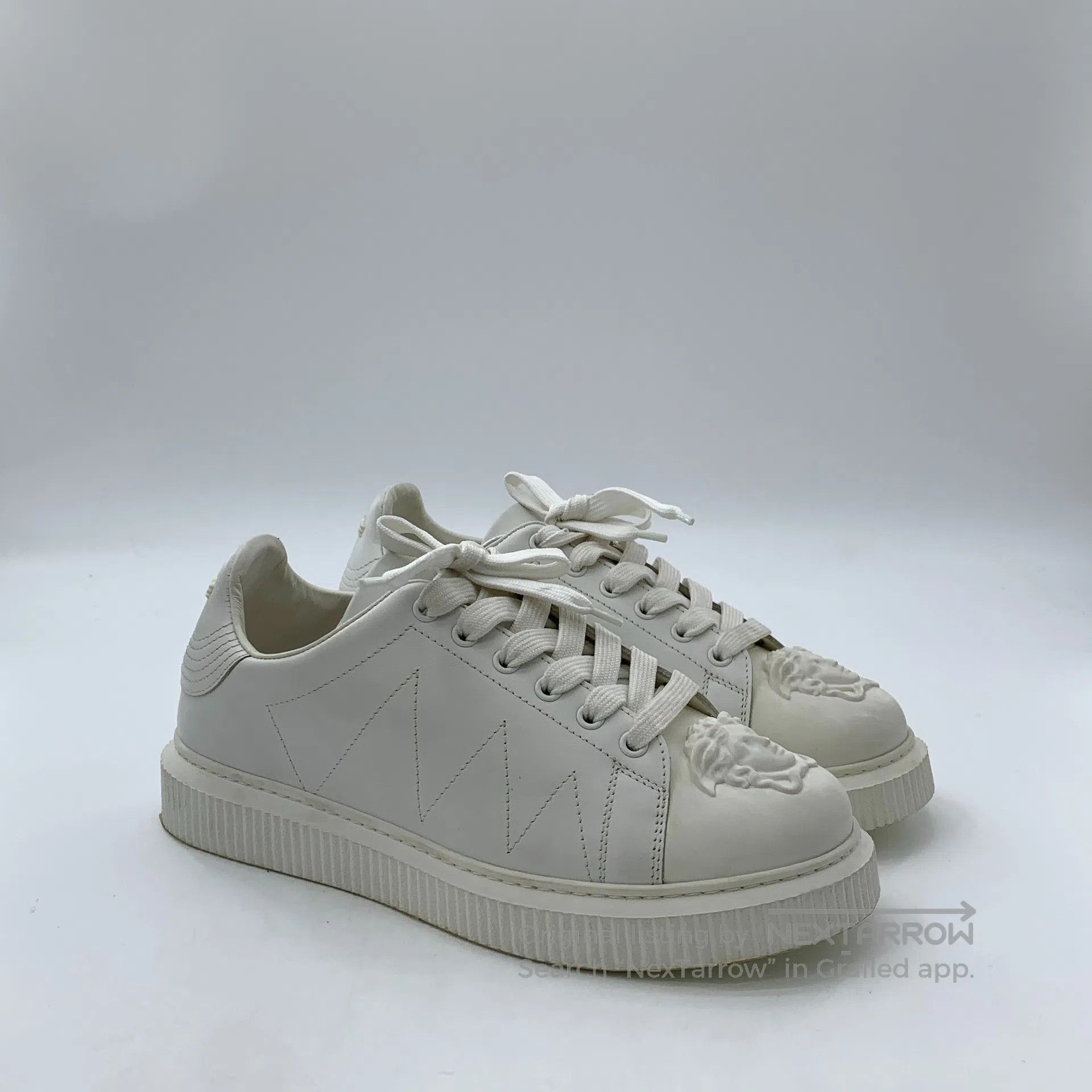 Versace Versace White Medusa Head Leather Lace-Up Casual Flat Loaf Size US 9 / IT 39 - 2 Thumbnail