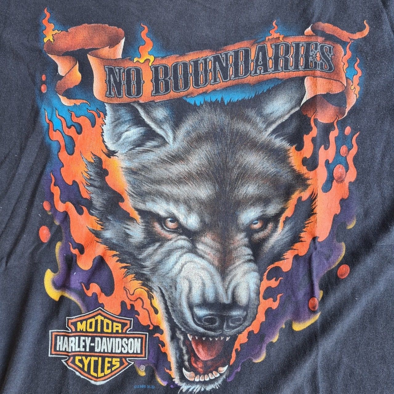 Harley Davidson × JNCO × Vintage *RARE* HARLEY DAVIDSON NO BOUNDARIES WOLF 1996 VINTAGE 90s Size US XL / EU 56 / 4 - 3 Thumbnail