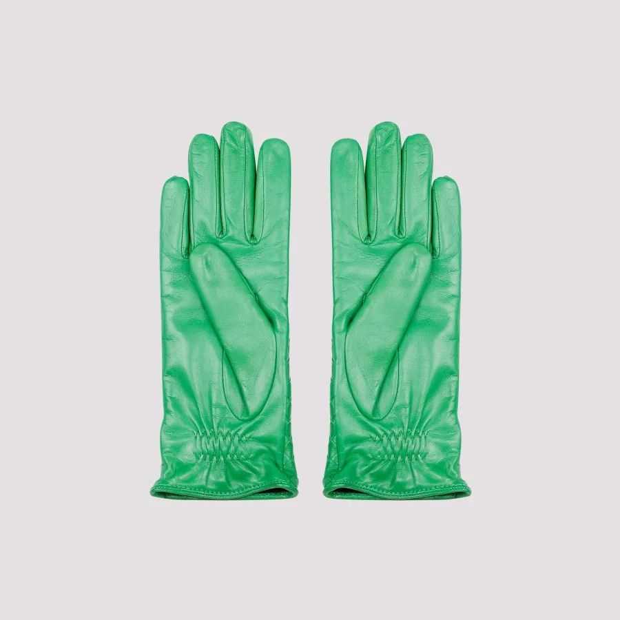 Bottega Veneta o1w1db10824 Size: 7 / Intrecciato Leather Gloves in Green Size ONE SIZE - 2 Thumbnail