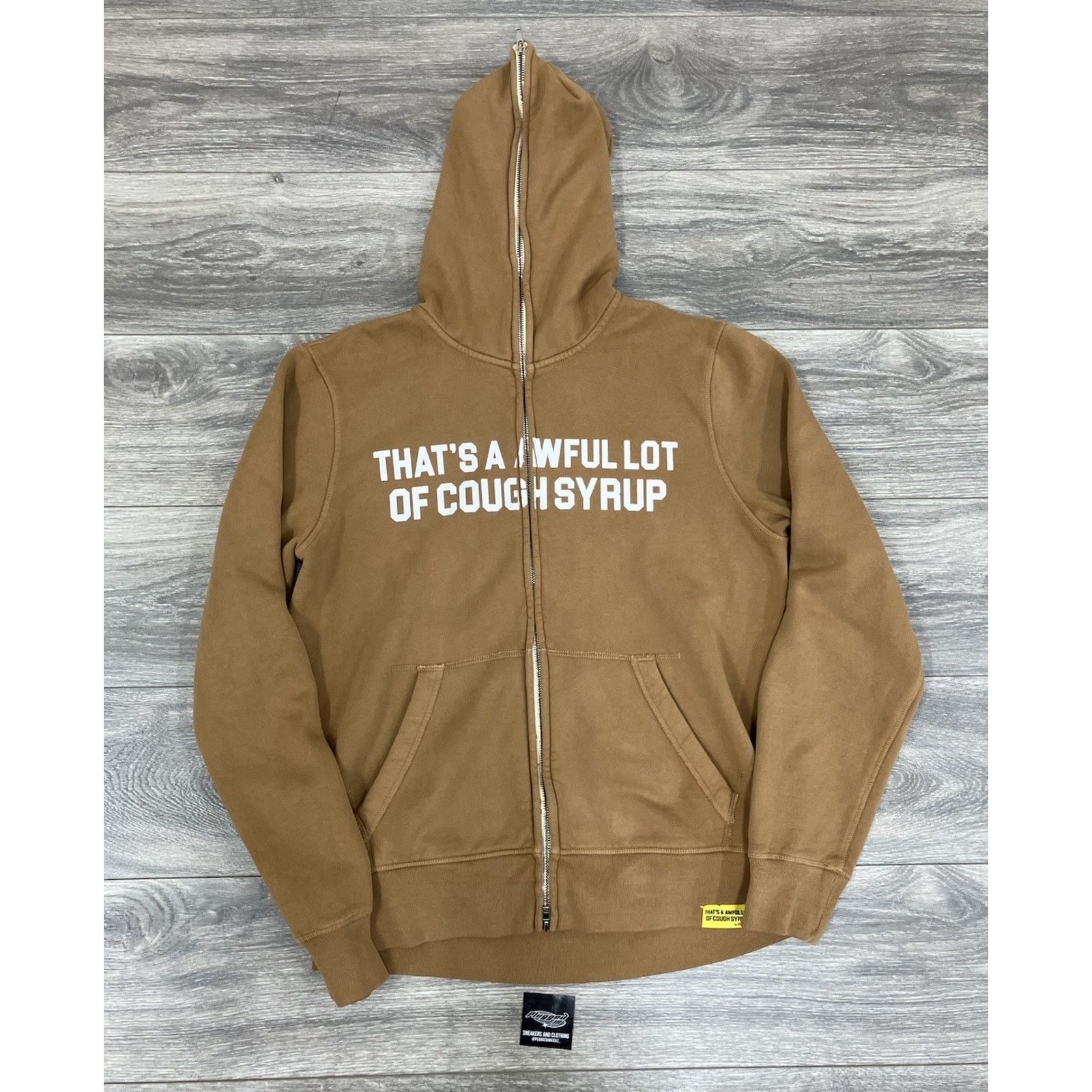 Awful Lot Of Cough Syrup Zip Up Hoodie ' Brown ' NEW!