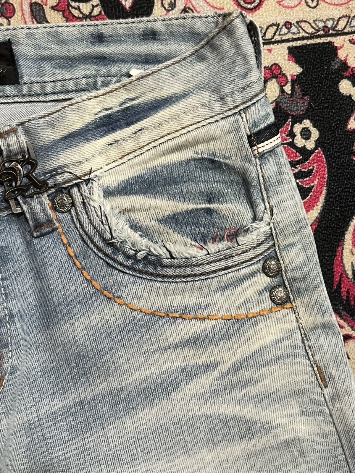 If Six Was Nine ⚡️Insane⚡️Vintage Japanese Brand Red Pepper Destroy Blue Jeans Size US 28 / EU 44 - 7 Thumbnail