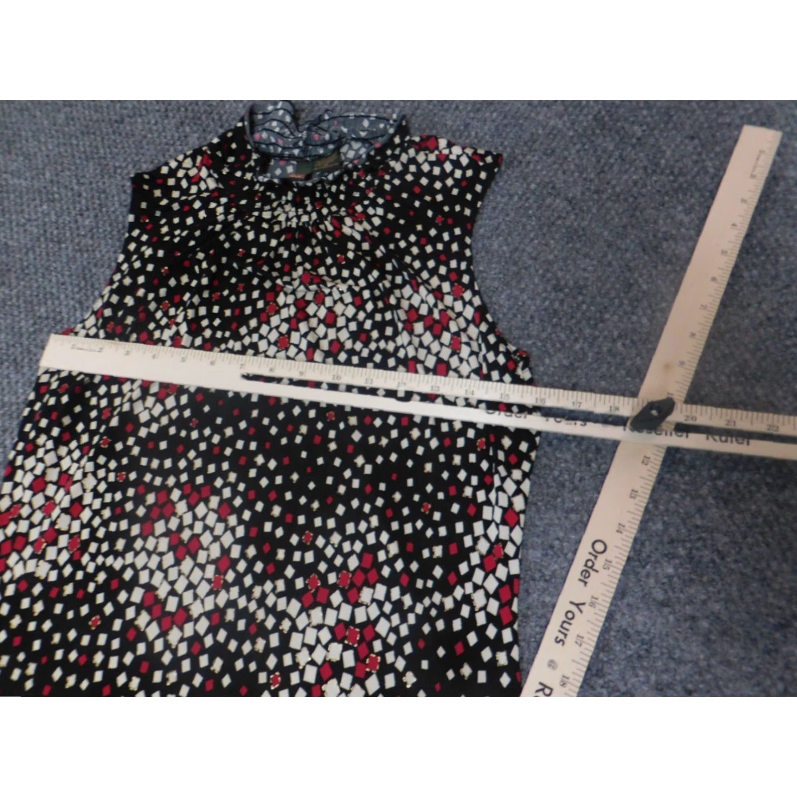 Vintage Serenade Blouse Shirt Womens Medium black Geometric Polyester Stretch Bell Sleeve Ruffle Collared Pullover Casual Regular Size M / US 6-8 / IT 42-44 - 4 Thumbnail