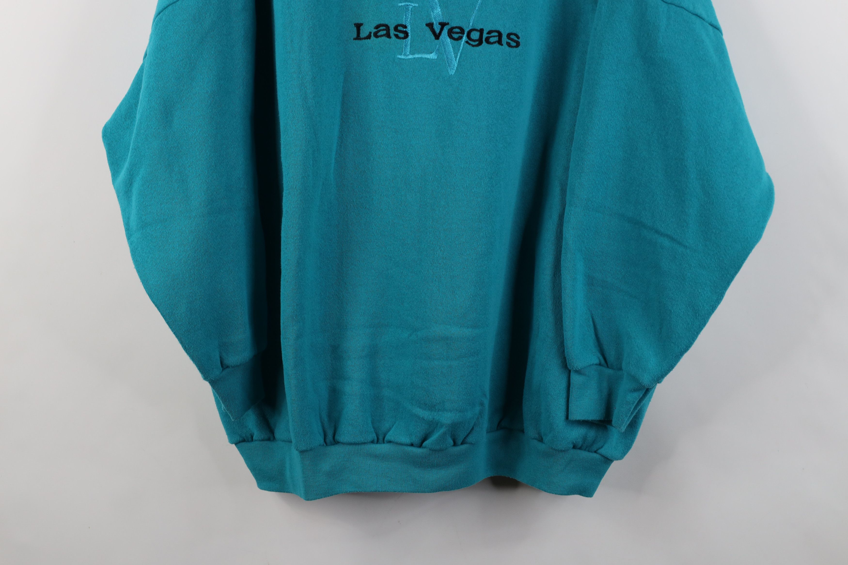 Vintage Vintage 90s Looney Tunes Spell Out Las Vegas Sweatshirt Teal Size 3XL / US 20-22 - 3 Thumbnail