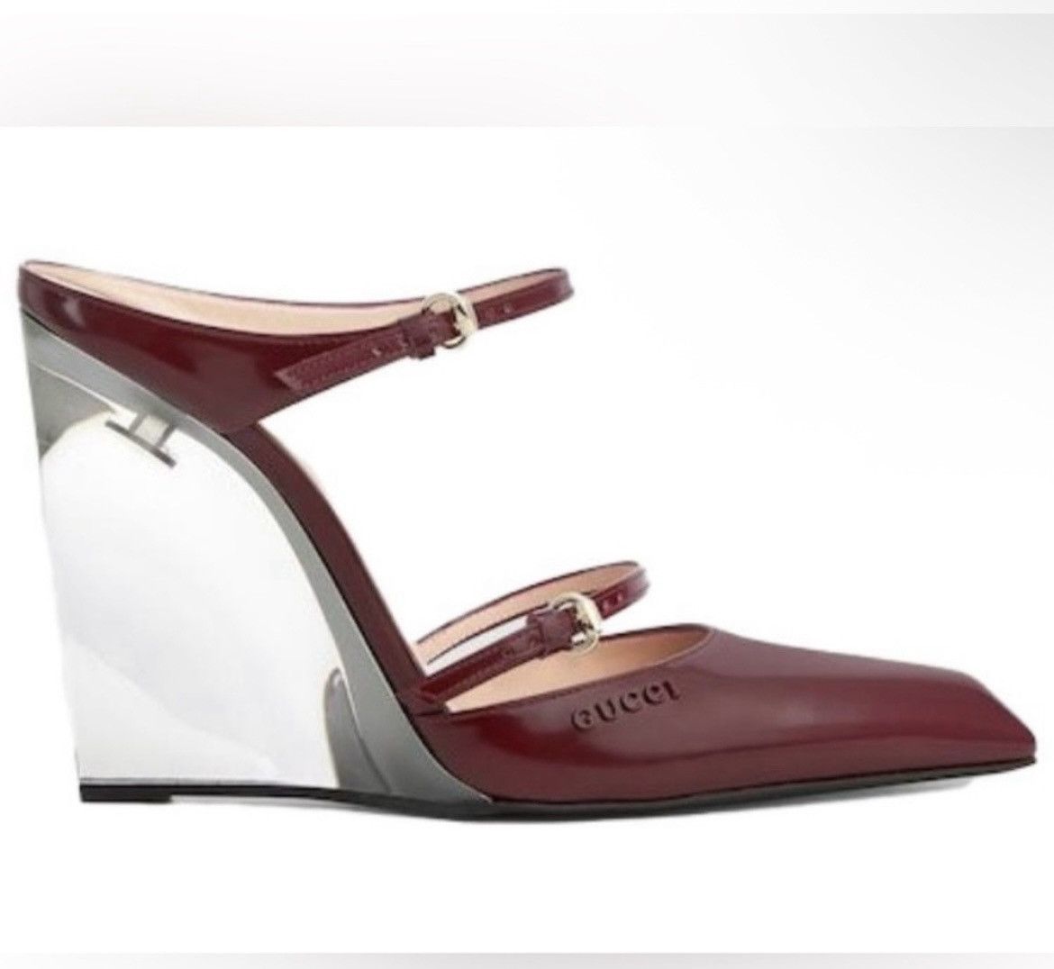 Gucci Gucci Closed Toe Slippers Wedge Mules Regent Rosso Ancora Size US 9 / IT 39 - 2 Thumbnail