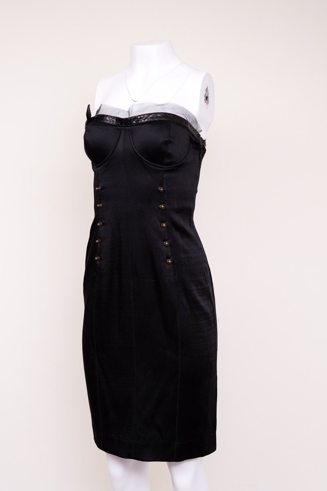 Dior Christian Dior S/S 2001 Sleeveless Black Bustier Dress Size S / US 4 / IT 40 - 4 Thumbnail