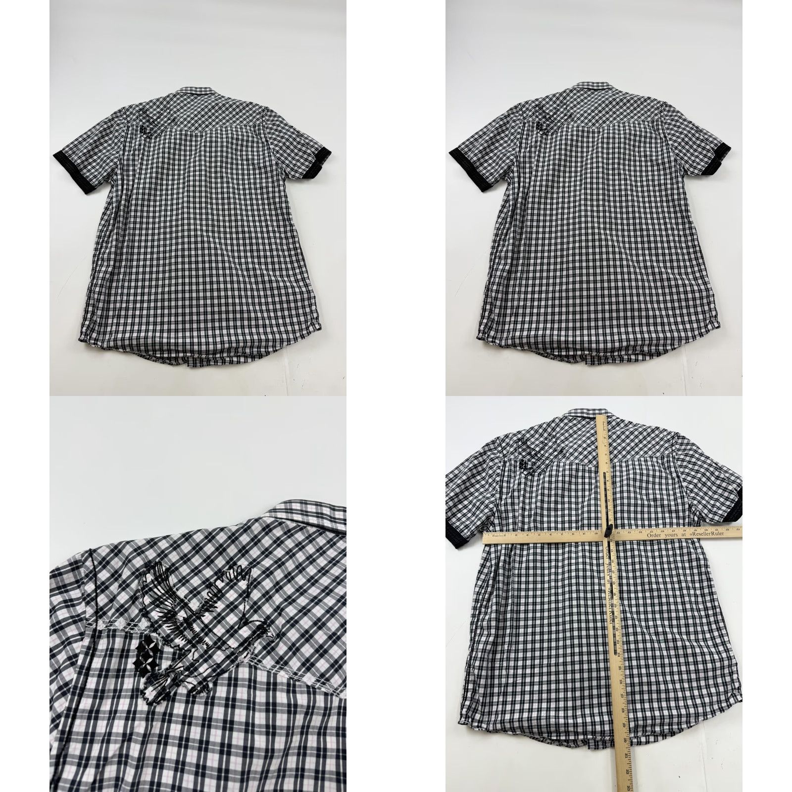Vintage 7 Diamonds Shirt Mens 2XL Black Plaid Short Sleeve Button-Up Snap Pockets Size US XXL / EU 58 / 5 - 8 Thumbnail