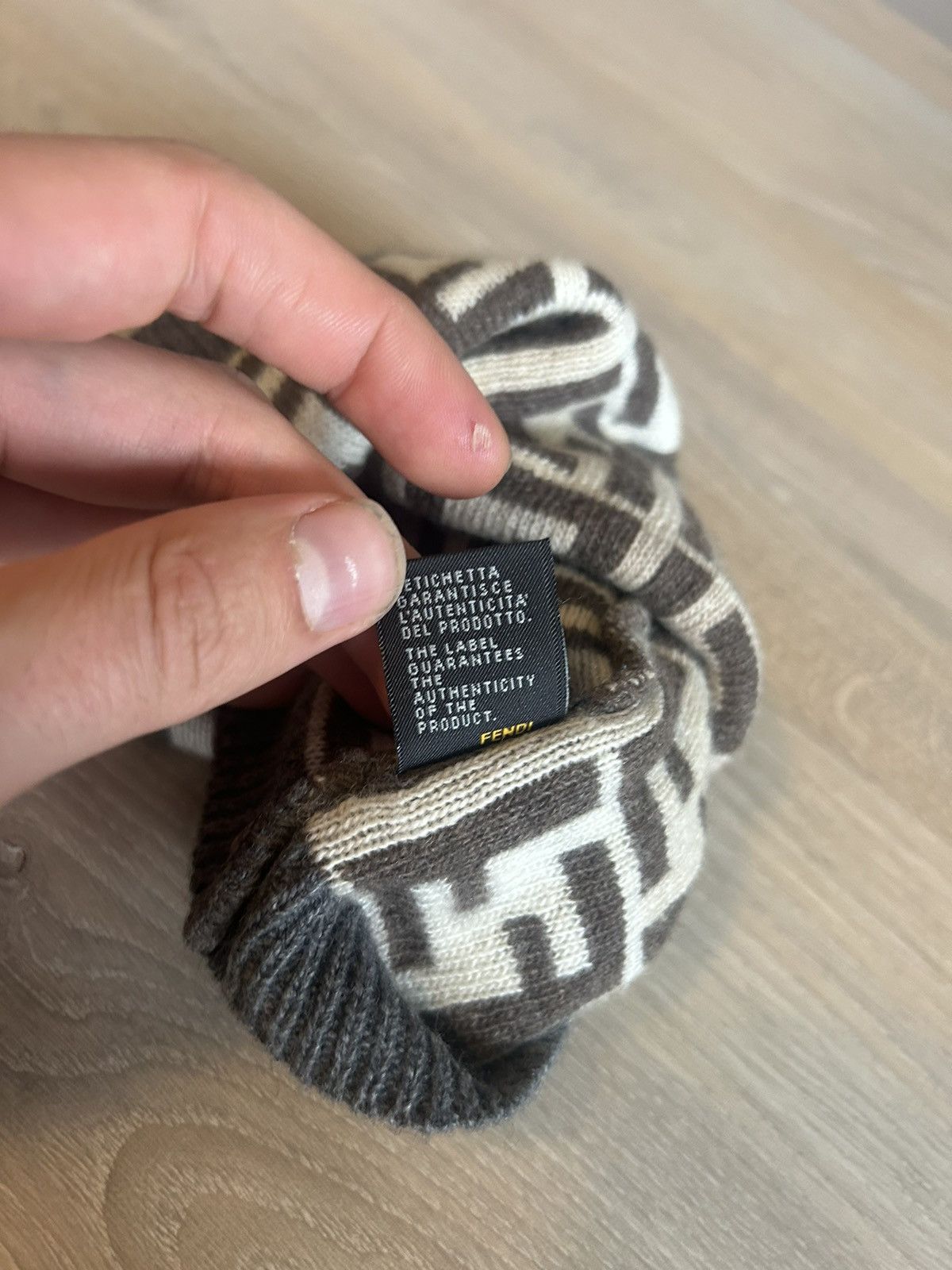 Fendi Fendi Wool-Cashmere Blend Zucca Beanie with Minor Staining Size ONE SIZE - 7 Thumbnail