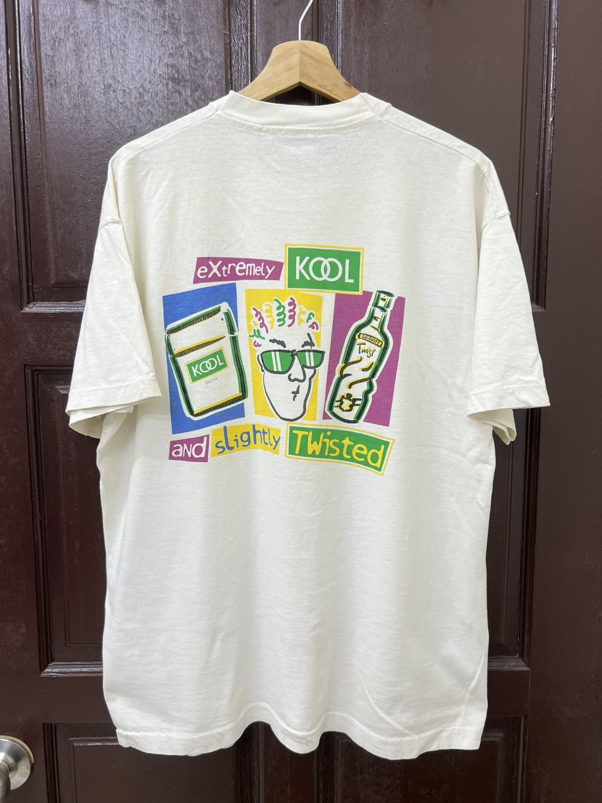 Fruit Of The Loom Vintage 90s Thrashed Faded Mardi Grass Kool Box Cigarettes Size US XL / EU 56 / 4 - 1 Thumbnail